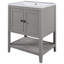 Lavabo de salle de bain moderne élégant en céramique 24 po avec tablette ouverte en bois massif-680683008