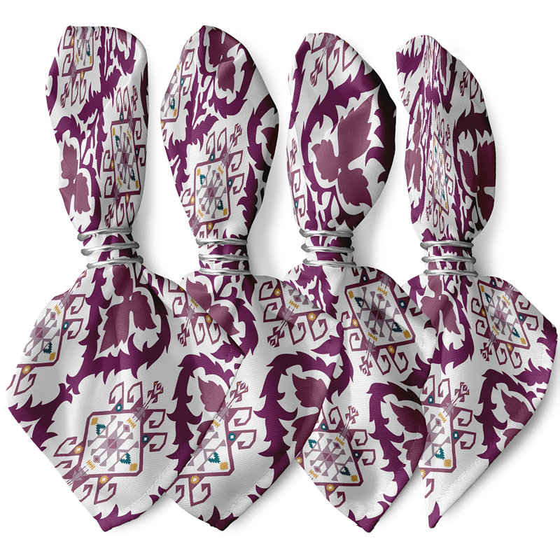 Arsheen Polyester Ikat Square Napkin, Purple