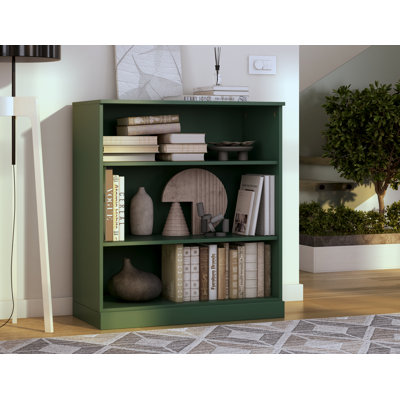 100% Solid Wood 3-shelf Bookcase with Adjustable Shelves