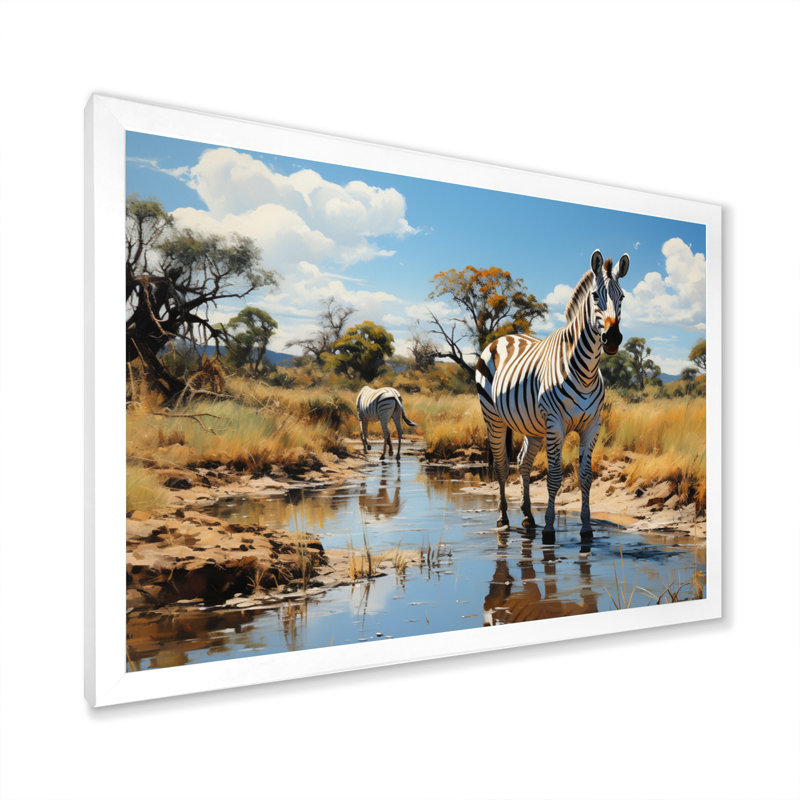 Zèbre impressionniste Equus This I, H 12 po x l 20 po x P 1 po, Blanc