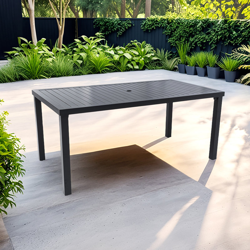 Allen Patio Rectangular Dining Table with Umbrella Hole