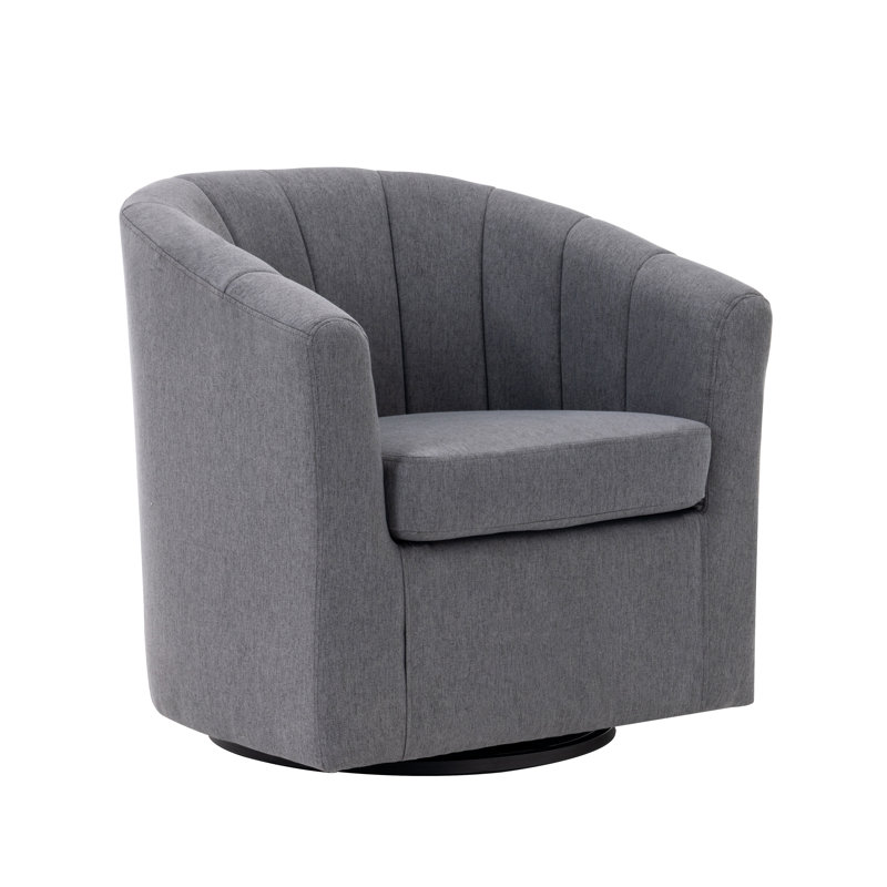 Fauteuil demi-tonneau pivotant en tissu Arleyne, Mélange de polyester gris foncé