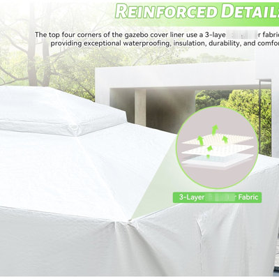 12'x20' Gazebo Protective Enclosure Cover - Universal Winter Waterproof, White, Sidewalls & Mesh Windows, Polypropylene, , Easy Installation Steps Shelter Enclosed All Weather With And Windows For