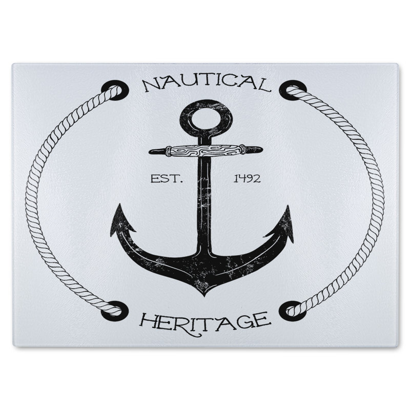 Nautical Anchor Glass Chopping Board