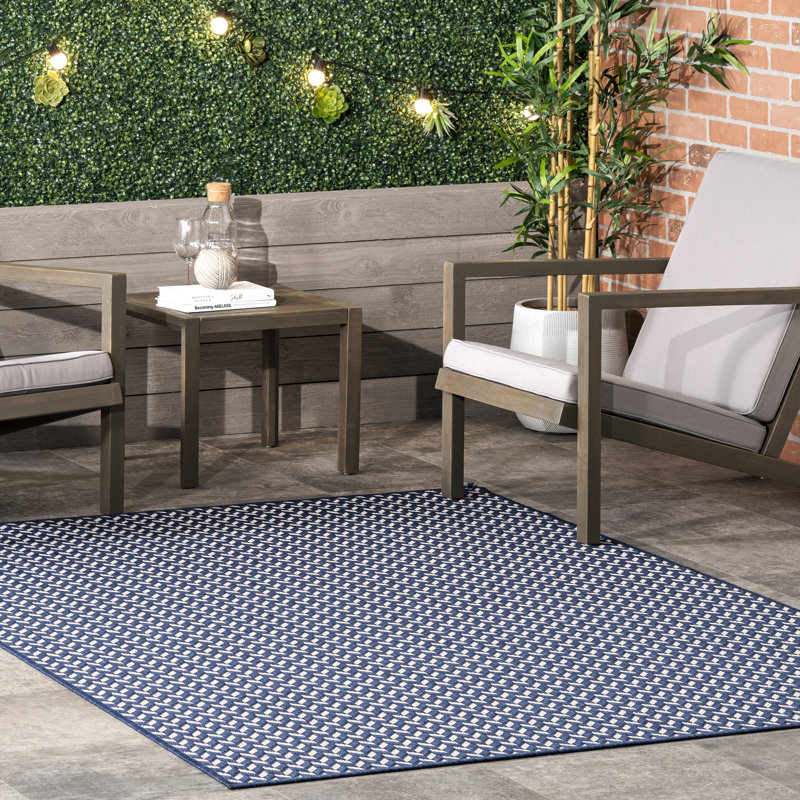 Tapis d'intérieur / extérieur Malaya, Rectangulaire 8 pi x 10 pi, Marine
