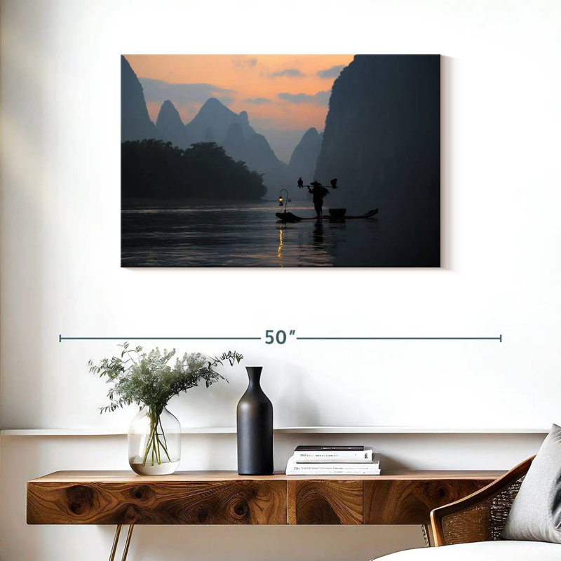 Senne Li River Twilight Fishing, 24" H x 36" W