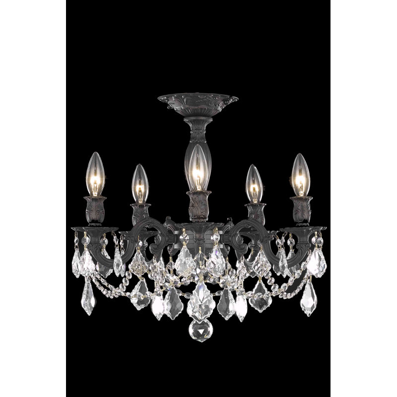 Plafonnier semi-encastré 3 lumières Khaleesi, Teck doré (fumé) / coupe royale, Argent / Étain, 3
