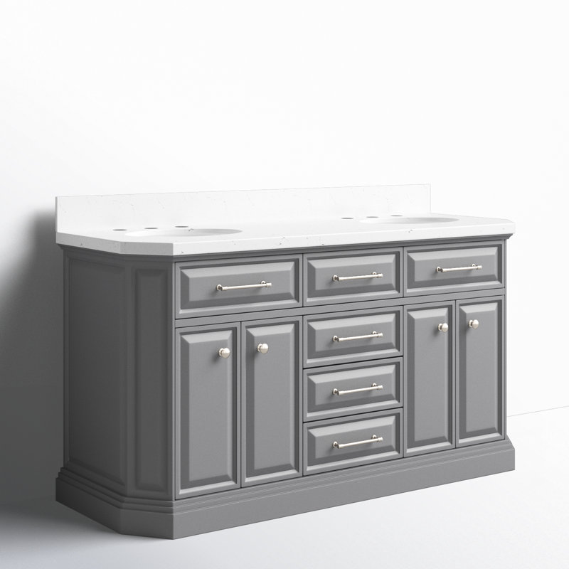 Palace 60'' W Double Vanity, Cashmere Gray, Stainless Steel