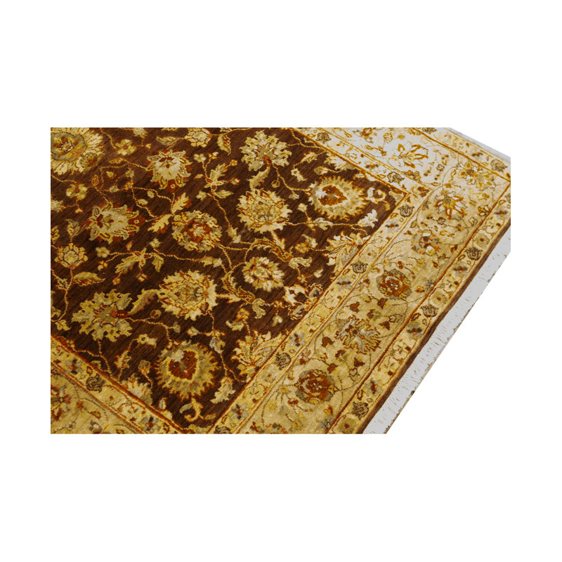 Tapis brun et brun de haute qualité noué à la main