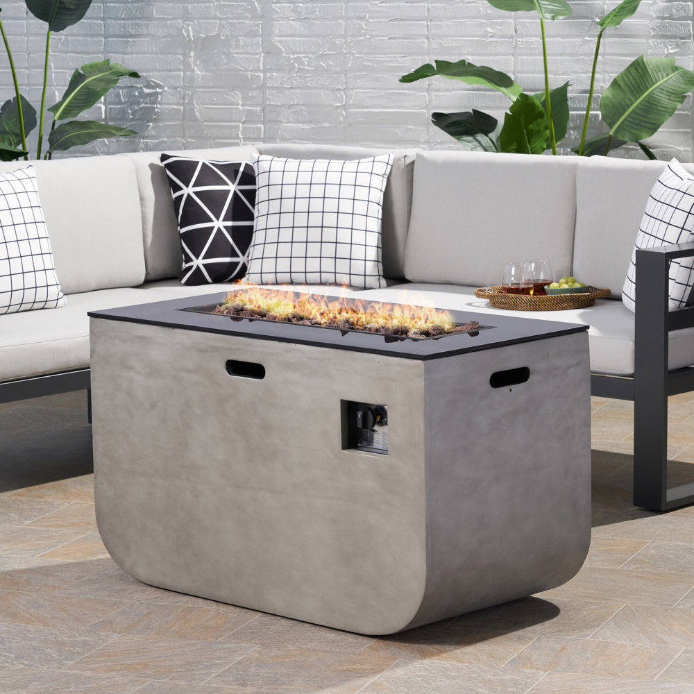 Aprell Outdoor Modern Concrete Propane Fire Pit Table