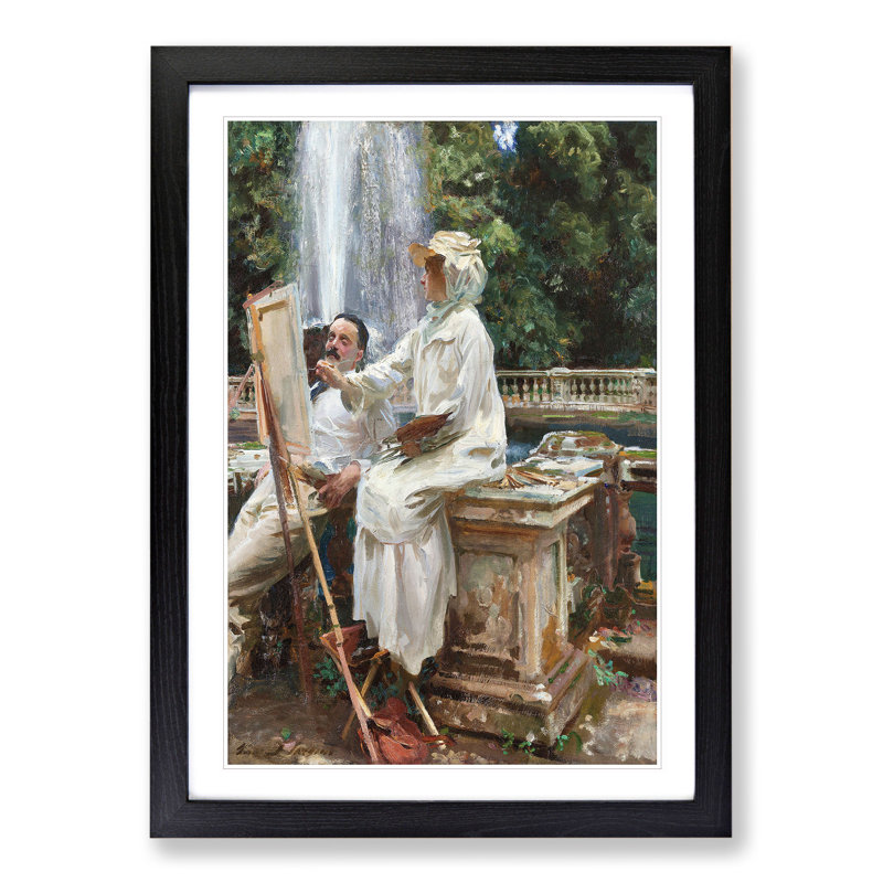 The Fountain, Villa Torlonia by John Singer Sargent - Picture Frame Painting, 65cm H x 48cm W x 2cm D, Black