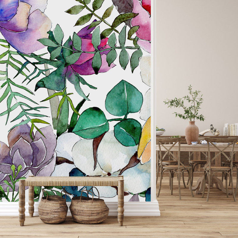 Peel & Stick Floral Wall Mural, 1' W x 10.42' L