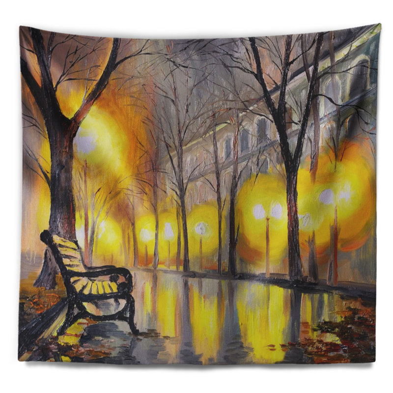 Paysage vide tapisserie de rue d'automne, H 32 po x l 39 po