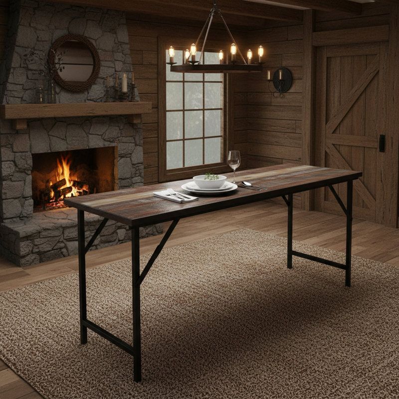 Console pliante en bois de manguier massif Aron - 72 po 