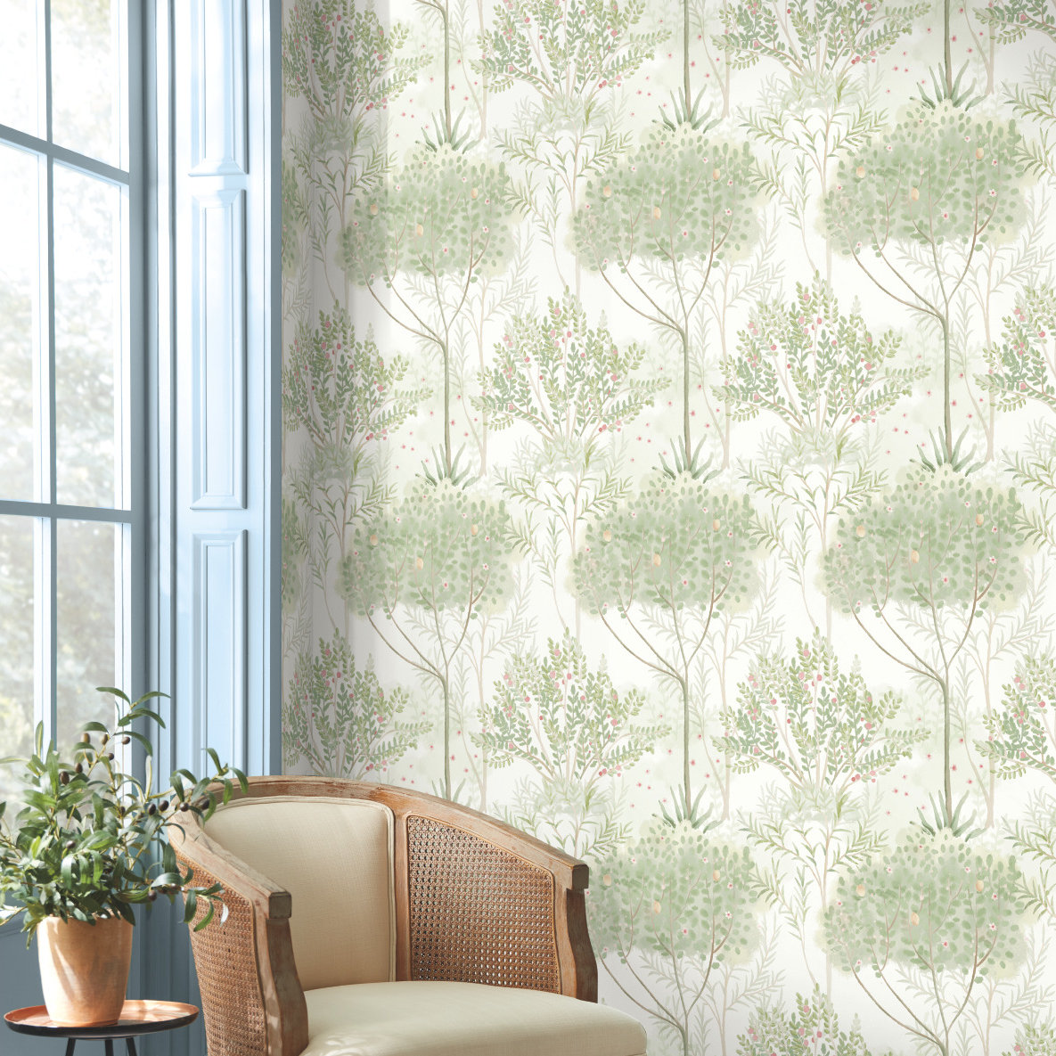 Astin Wallpaper Double Roll, White/Green