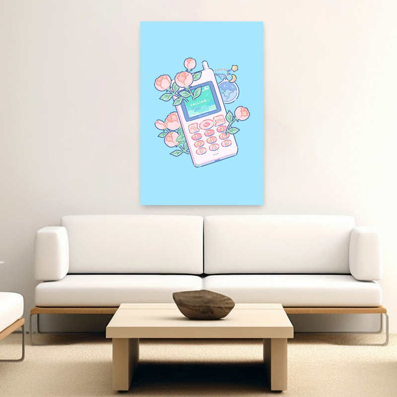 «Pasting Calling Téléphone Blooms Dreamy Retro Vintage Flower Landscape», reproduction d'art mural, 60" H x 40" W