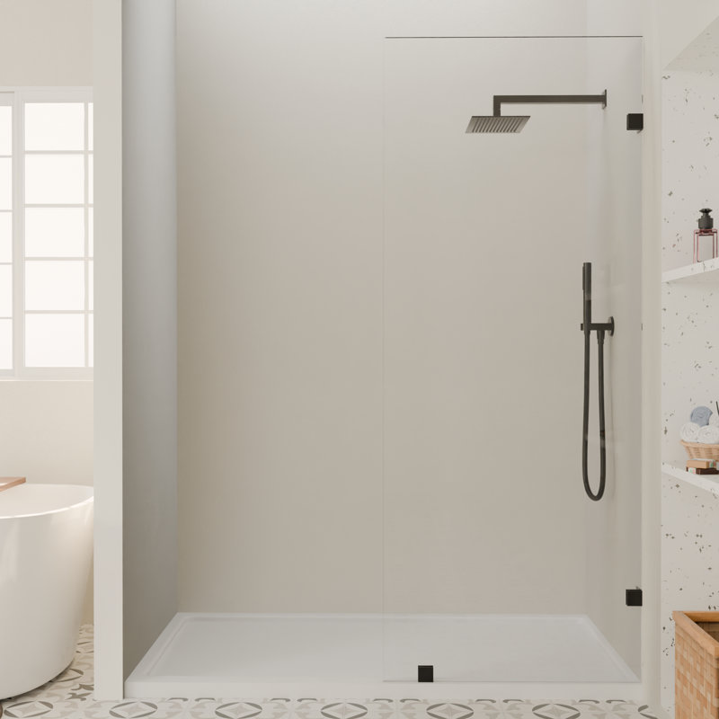 LERYOU 30W''*72H'' Shower Glass Panel With 10MM(3/8'') Tempered Glass, Matte Black
