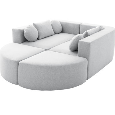 Grey Boneless - Combined With Customizable Shape, Curved Modules, And Comfortable Seating For Relaxing Sectional Unique Ample Seating, Soft Fabric