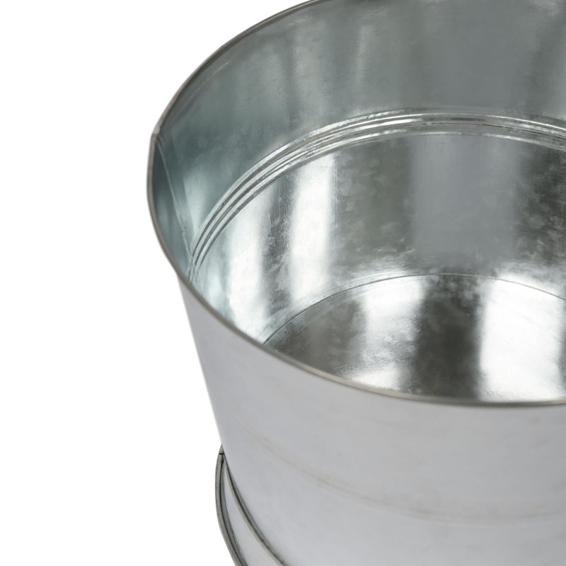 Rink Drink Handmade Galvanized Iron Ice Bucket, Silver