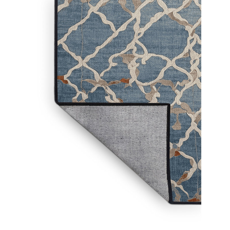 Machine Washable Gray Area Rug, Round 4'