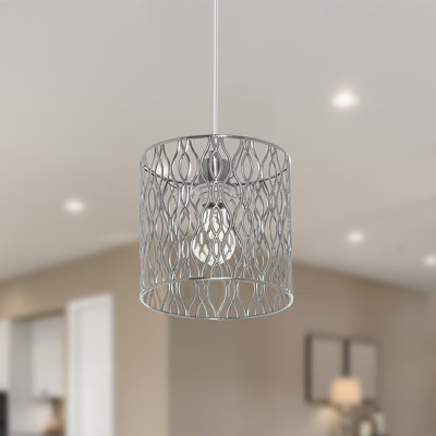 8.125"W Asa Metal Pendant Light With Silver-Tone Shade