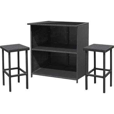 Maricruz Wicker Bar Set with Stools