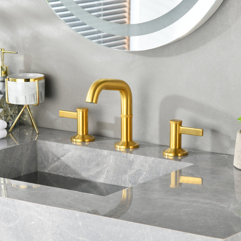 Maesson Collection Two-Handle Widespread Lavatory Bathroom Faucet 1.2 gpm with Drain Assembly - Brushed Gold, Brushed Gold