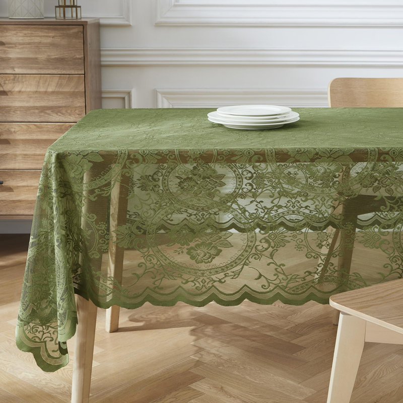 Gothic Sage Lace Tablecloth. 90 Inch Round Tablecloth for Halloween or Gothic Decor, Sage, 90" Round 