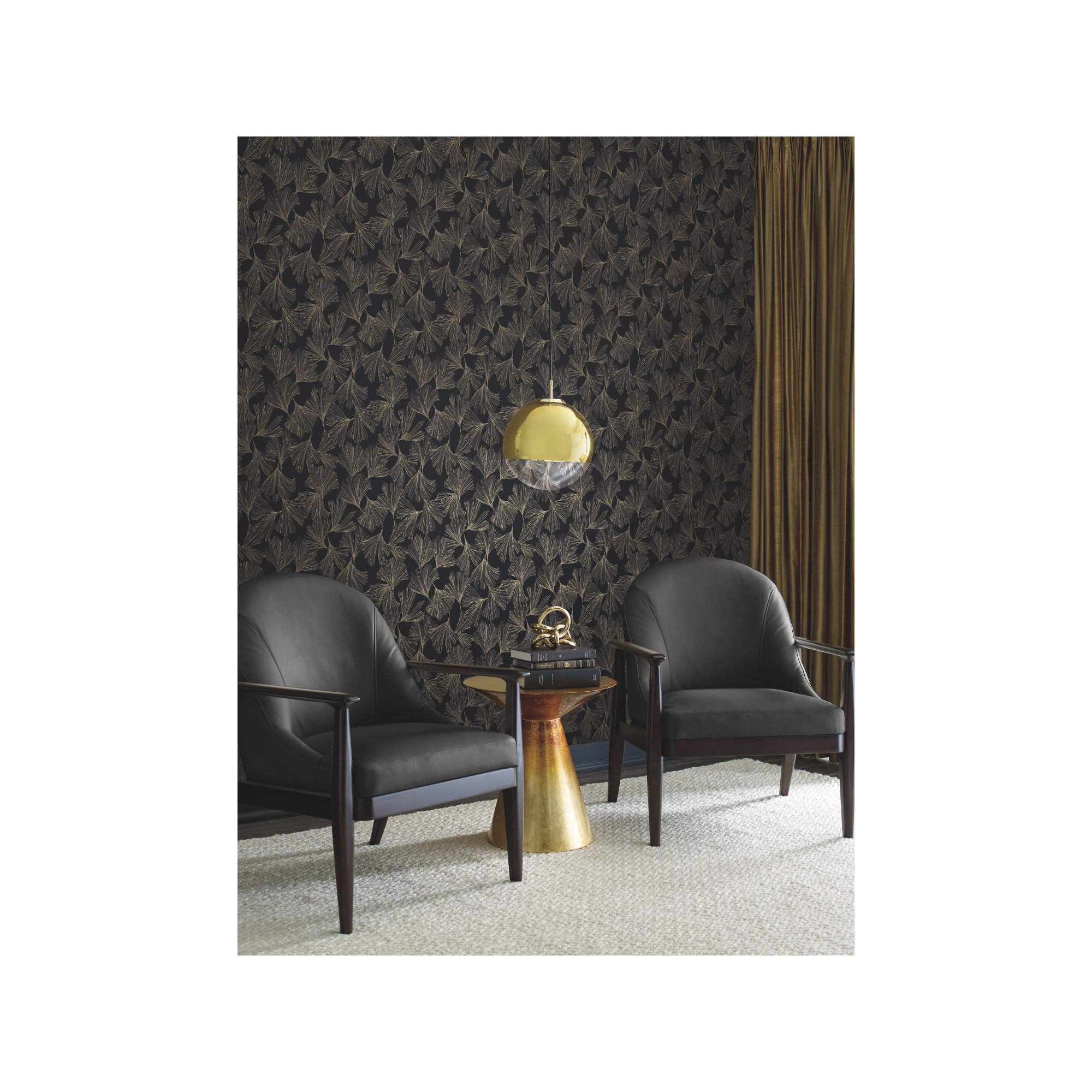 Almerton Modern Floral Wallpaper, Black