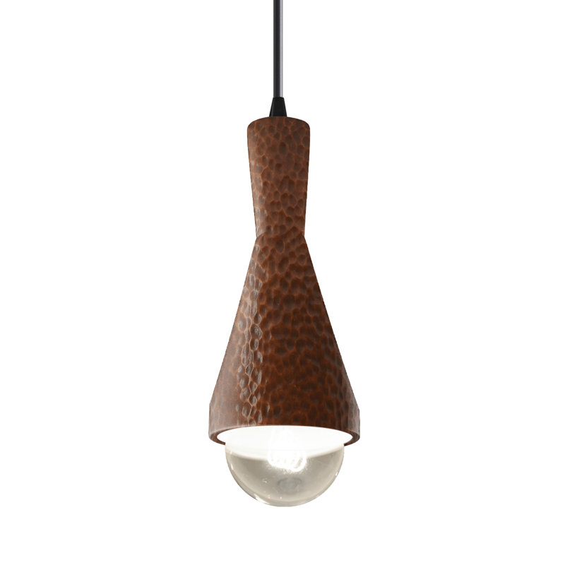 Luminaire suspendu conique à 1 lumière Breeona avec détails en métal, Noir mat, Ciel à minuit