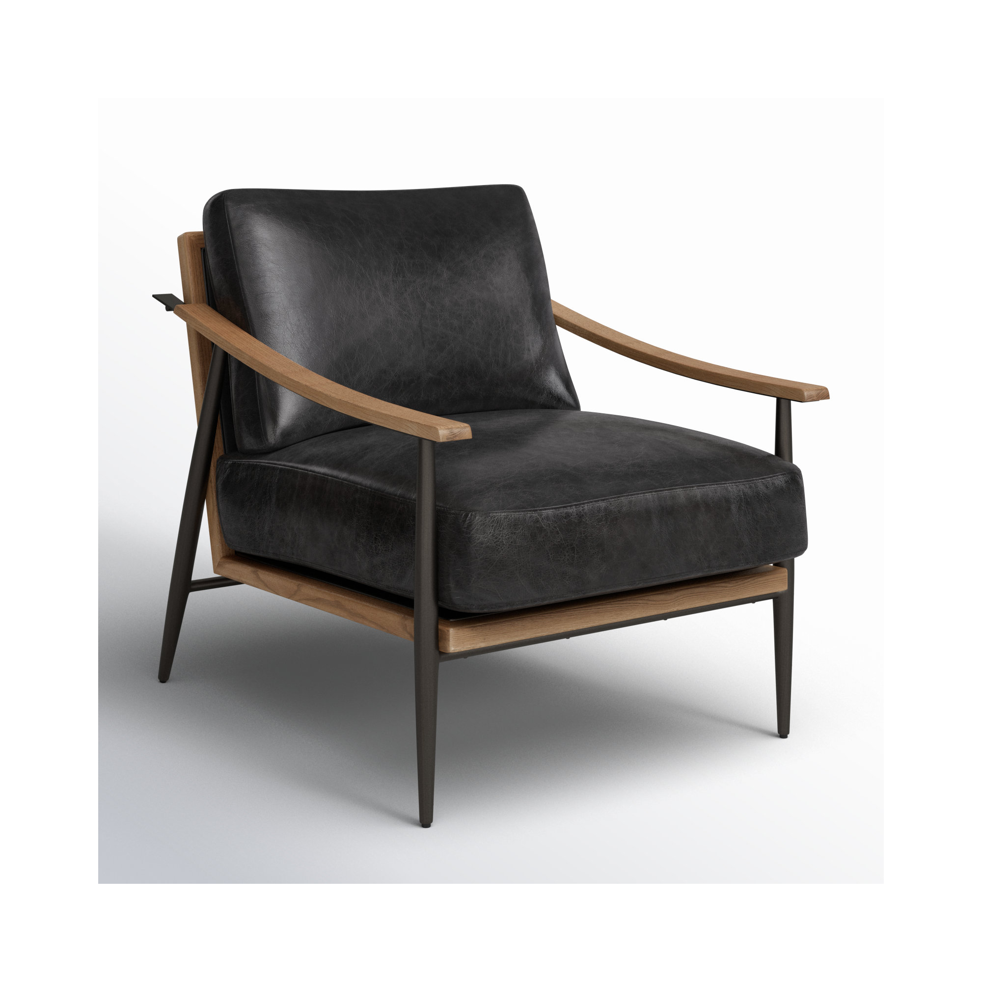 Paralimni Club Armchair, Sonoma Black Genuine Leather