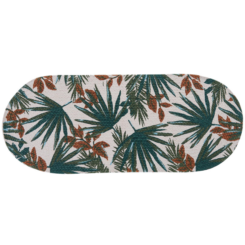  Palm Frond Braided Tropical Green Table Runner 15" x 36"