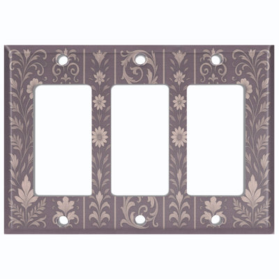 Couvercle de plaque d'interrupteur en métal; Bascule de taille standard 2 US - motif floral