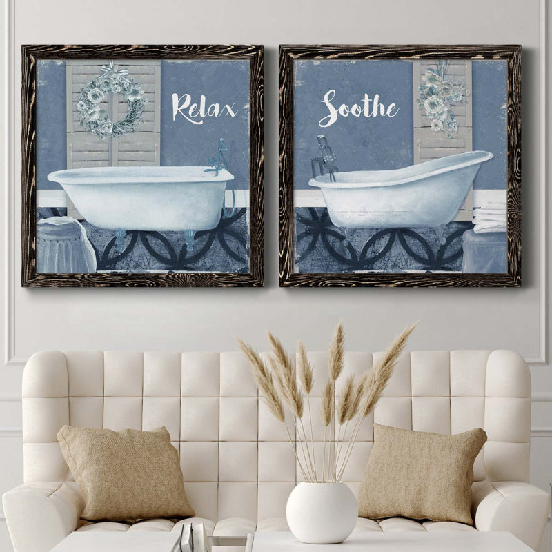 Relax - ensemble de 2 impressions sur toile, Toile encadrée noire, H 35,5 po x l 71 po x P 1,5 po