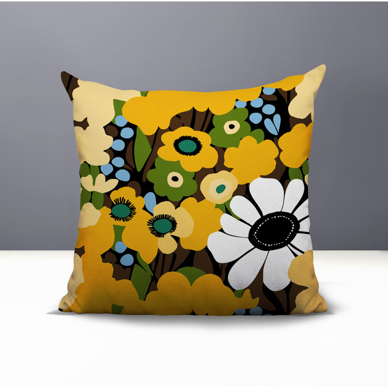 Coussin Maya, Carré 16 po, Jaune