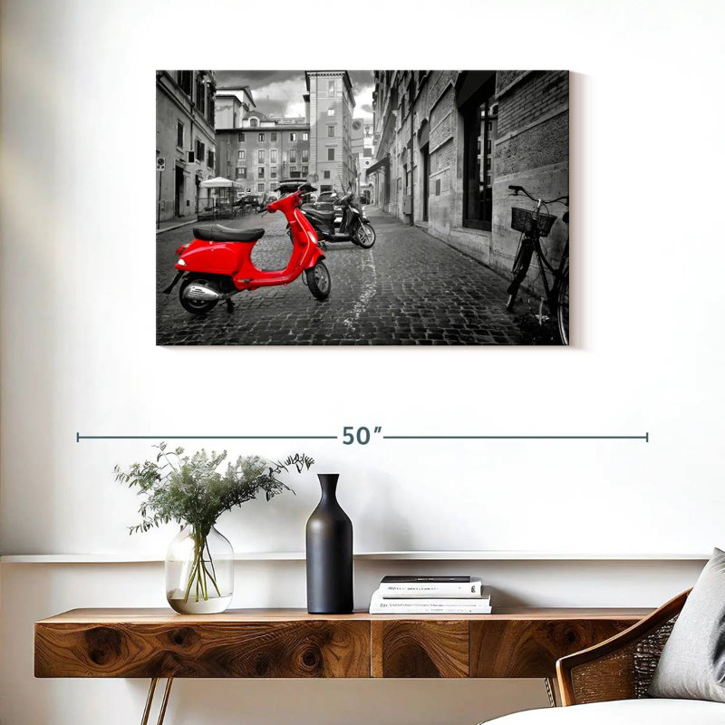 Vespa rouge Sirci Pop, H 24 po x l 36 po