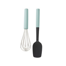 KitchenAid 2pc Bamboo Spatula Set Aqua Blue