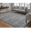 Tapis abstrait en viscose tissé à la main bleu / ivoire / gris-1624232860