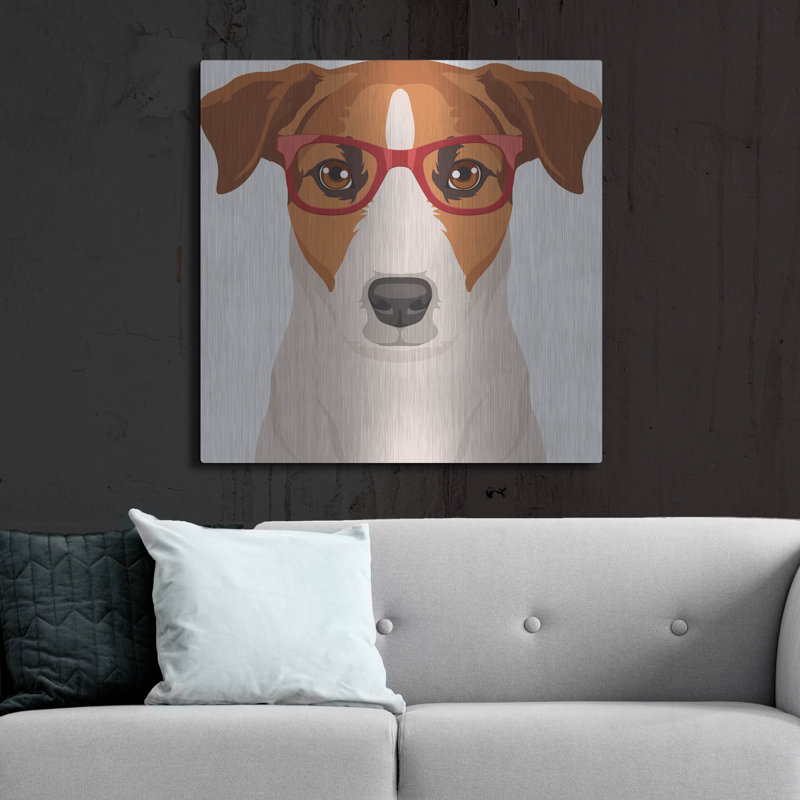 «Jack Russell Terrier portant des lunettes de hipster» par les affiliés Furbaby, H 36 po x l 36 po