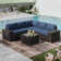 6-Piece All-Weather Outdoor HDPE Rattan Sectional Sofa Set with Cushions, Wide Armrests & Tempered Glass Coffee Table