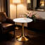 Table Tulipe de 60 cm (23,62 po) de style milieu du siècle, pour 2 à 4 personnes, avec plateau rond en MDF, table à manger sur pied, table d'appoint ou table basse.-823611266