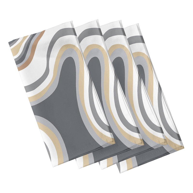Whitbeck Polyester Abstract Square Napkin, 18" W  x 18" L, Taupe/Beige