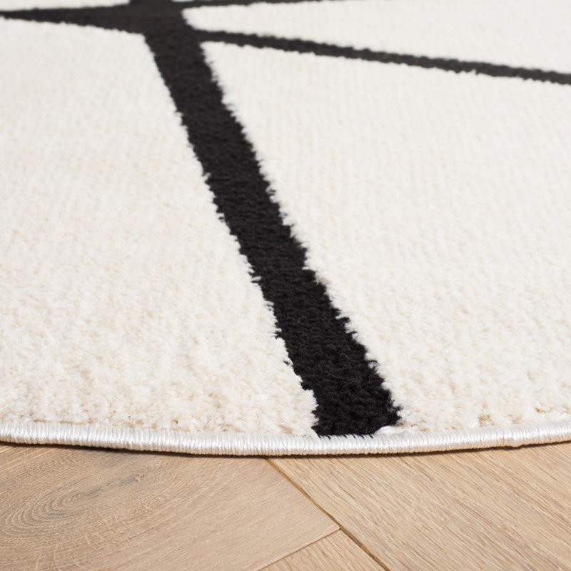 Tapis en polyester tissé à la machine Jerena, Rond 4 pi