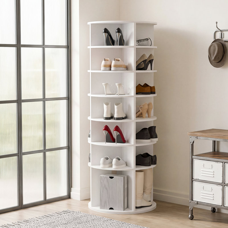 Mordern Rotating Shoe Rack Tower, Free Standing 360° Revolving Shoe Storage Rack, for entryway, living room, dressing room