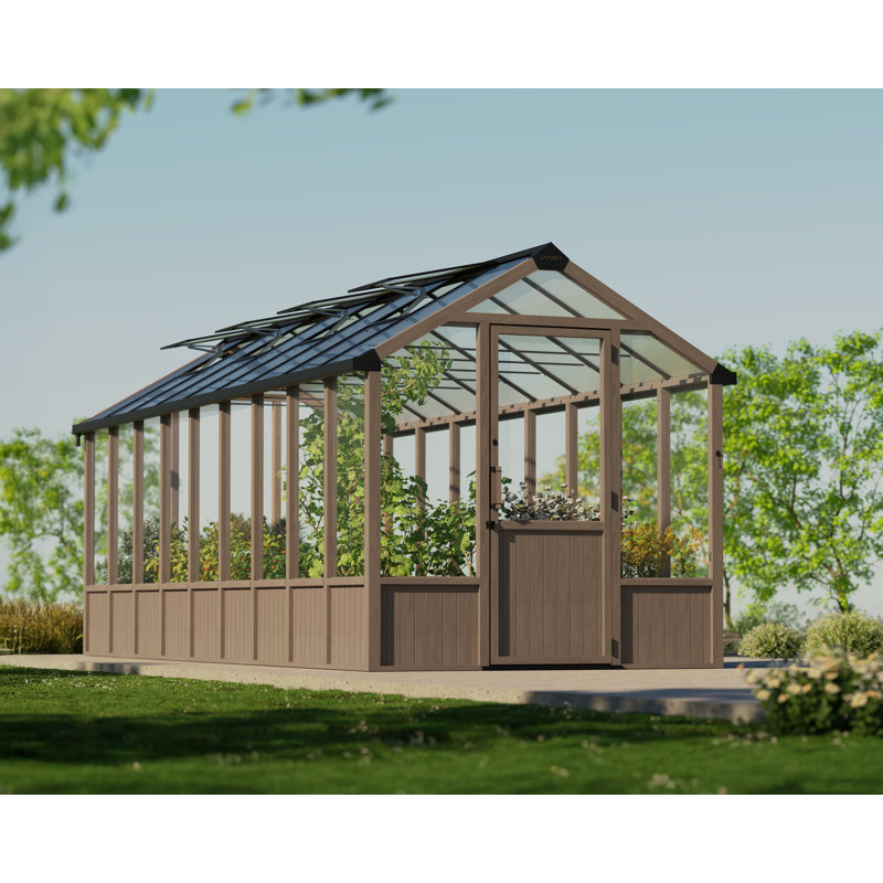 Natura Cedar Wood/Clear DIY Greenhouse Kit, 102.8" H x 101.3" W x 253.5" D