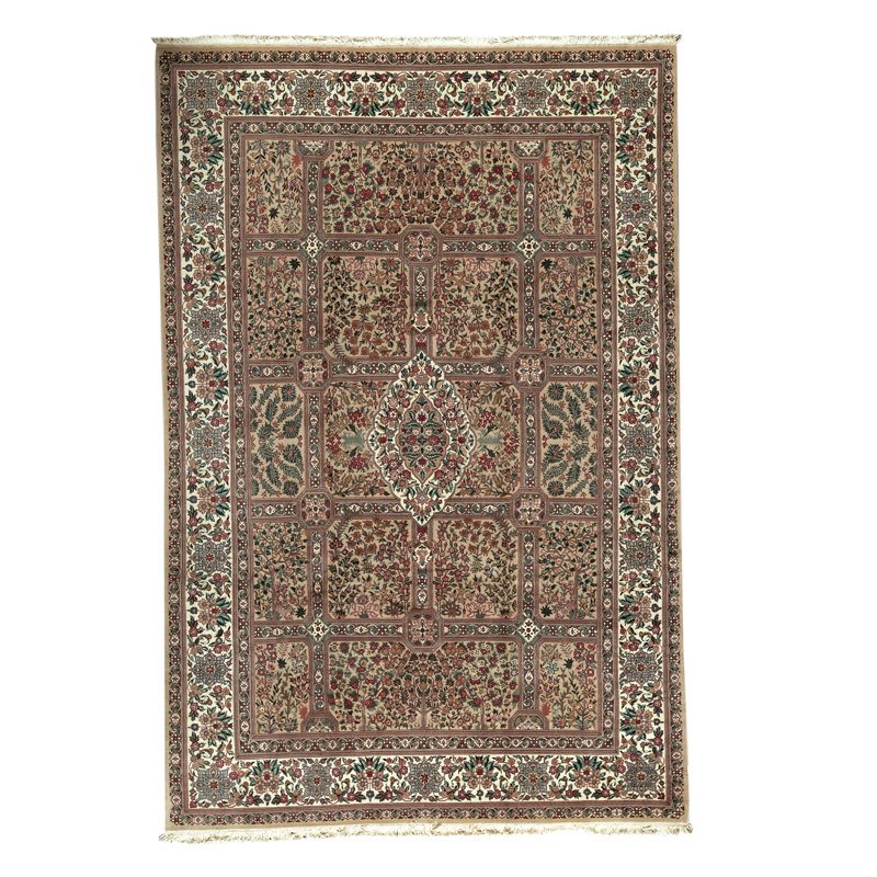 Tapis beige et ivoire de haute qualité noué à la main