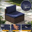 Ensemble 5 pièces de conversation de patio en osier avec table basse et coussins, bleu marine-616635055