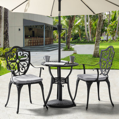 Outdoor Bistro Set With 2.17" Umbrella Hole And Cushions by Alcott Hill