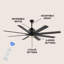 66'' Ceiling Fan with LED Lights-871005837