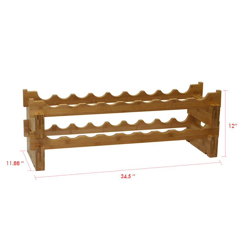 Oceanstar Medium Wood 18-Bottle Stackable Bamboo Wine Rack